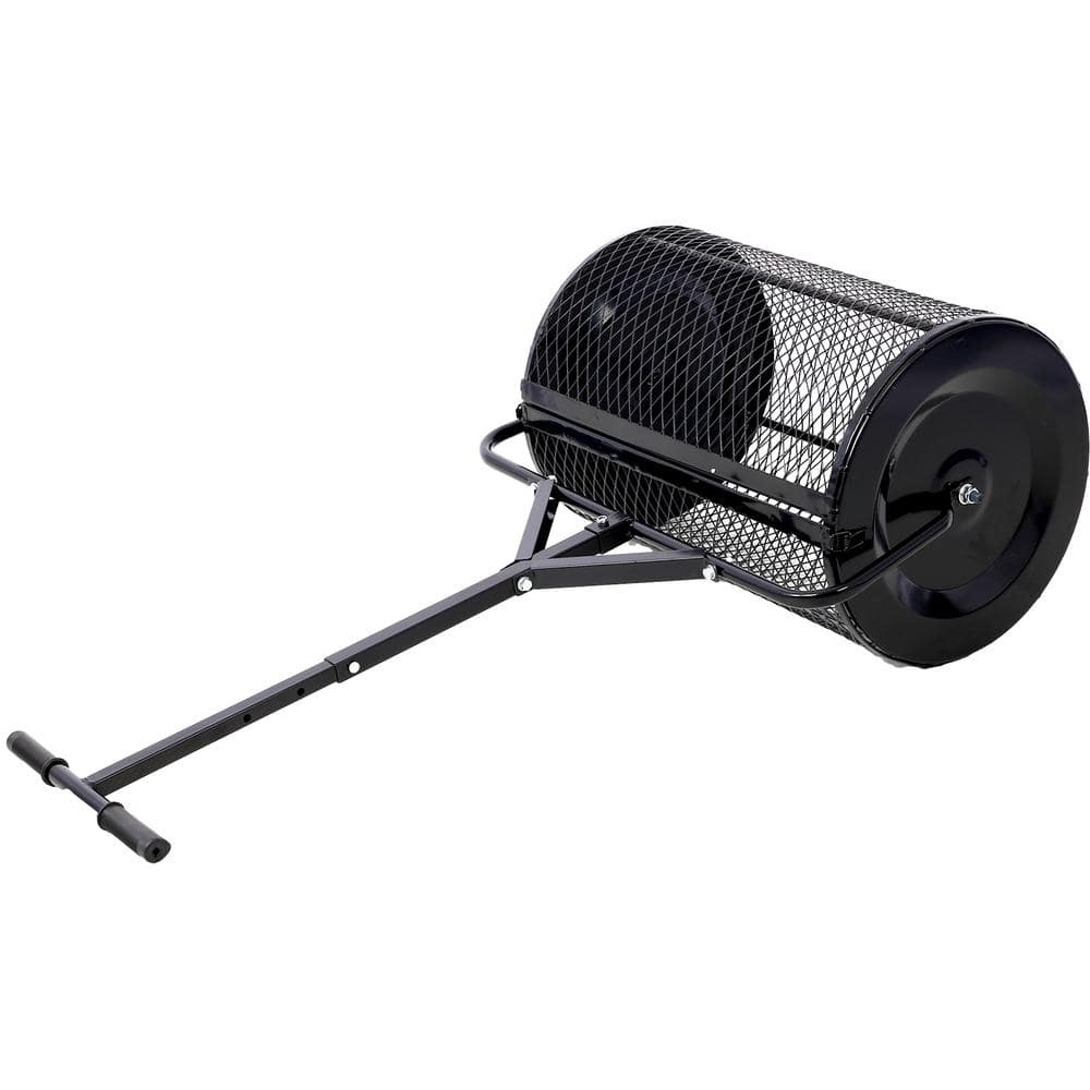 Cesicia 24 in. Black Metal Handle Peat Moss Compost Spreader W-GGB-68