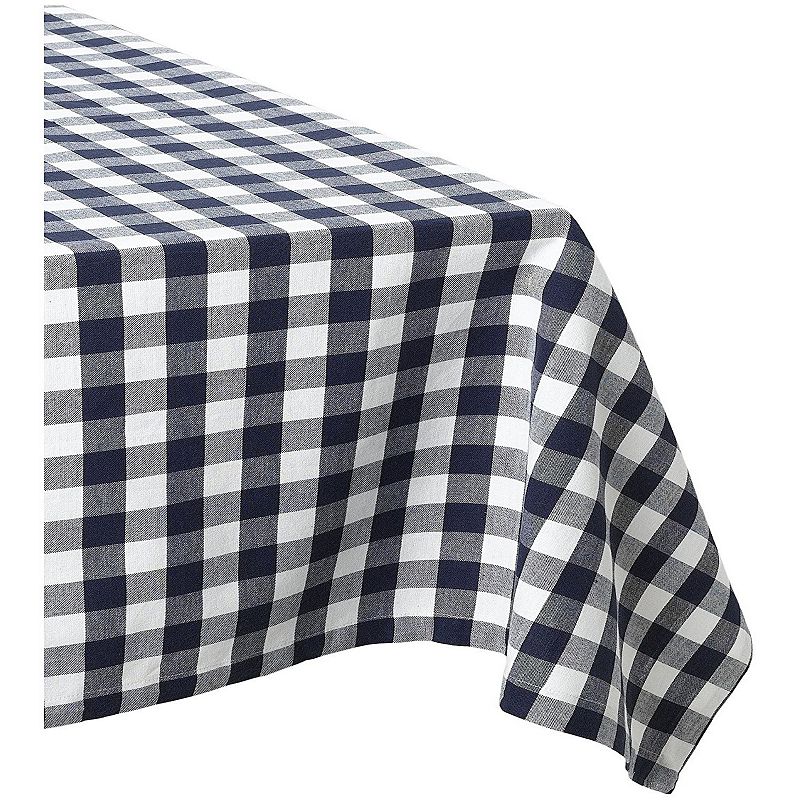 84 Navy Blue and White Traditional Checkered Table Cloth