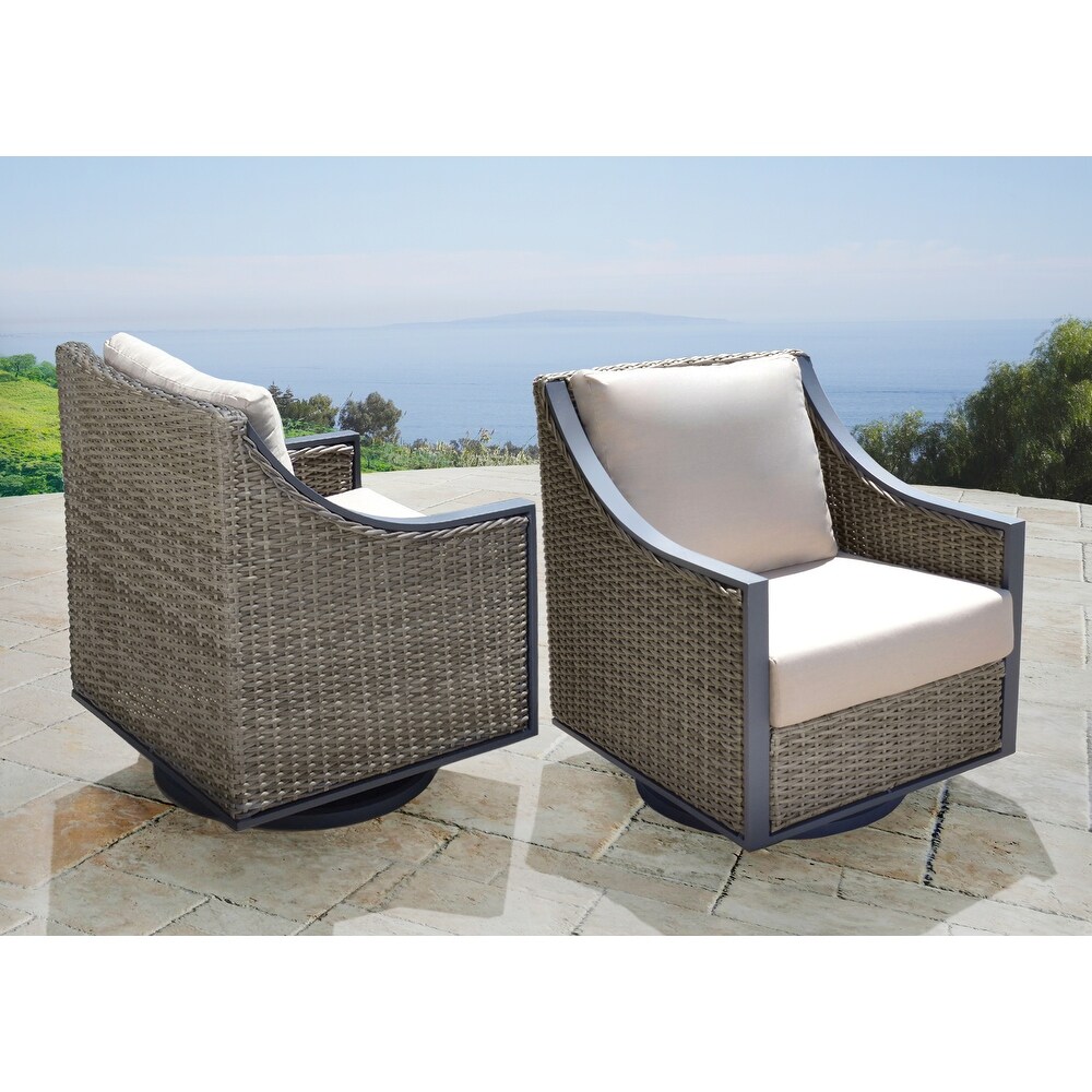 Abbyson Memphis Outdoor Wicker Swivel Chair (Set of 2)