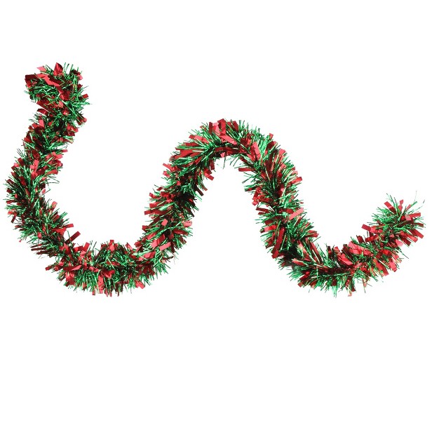 Unlit Red green Wide Cut Tinsel Christmas Garland