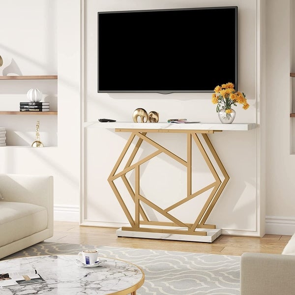 Modern Entry Console Table， 47 Inch Gold Sofa Table