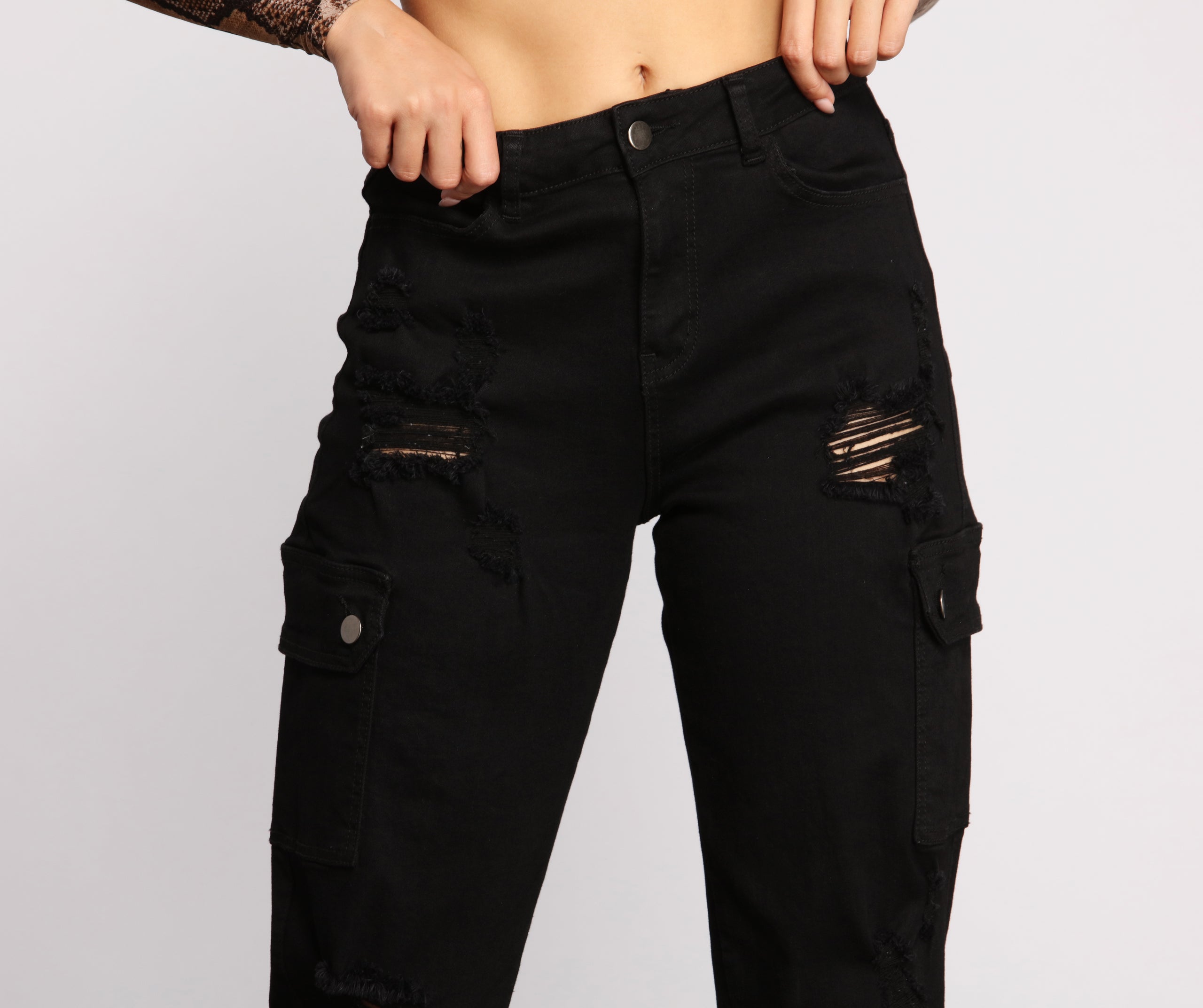 High Rise Destructed Cargo Joggers