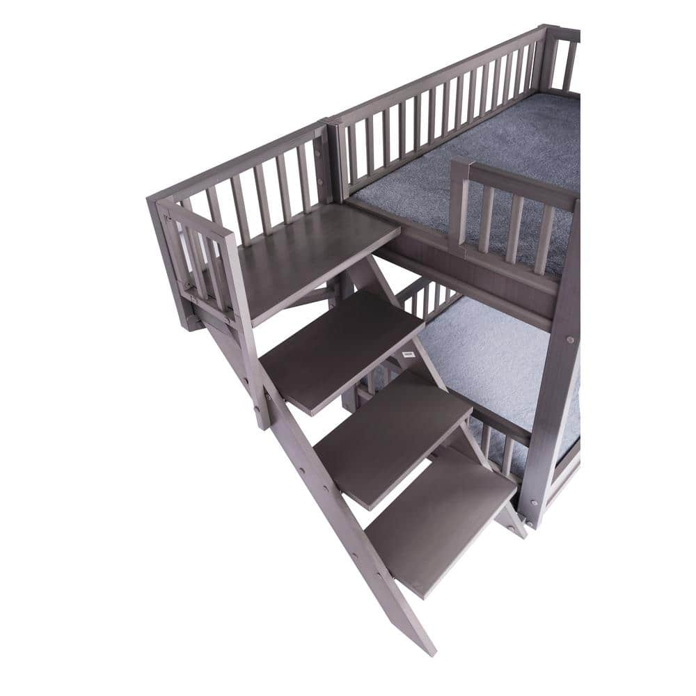 New Age Pet ECOFLEX Large Grey Dog Bunk Bed with Removable Cushions EHBB405