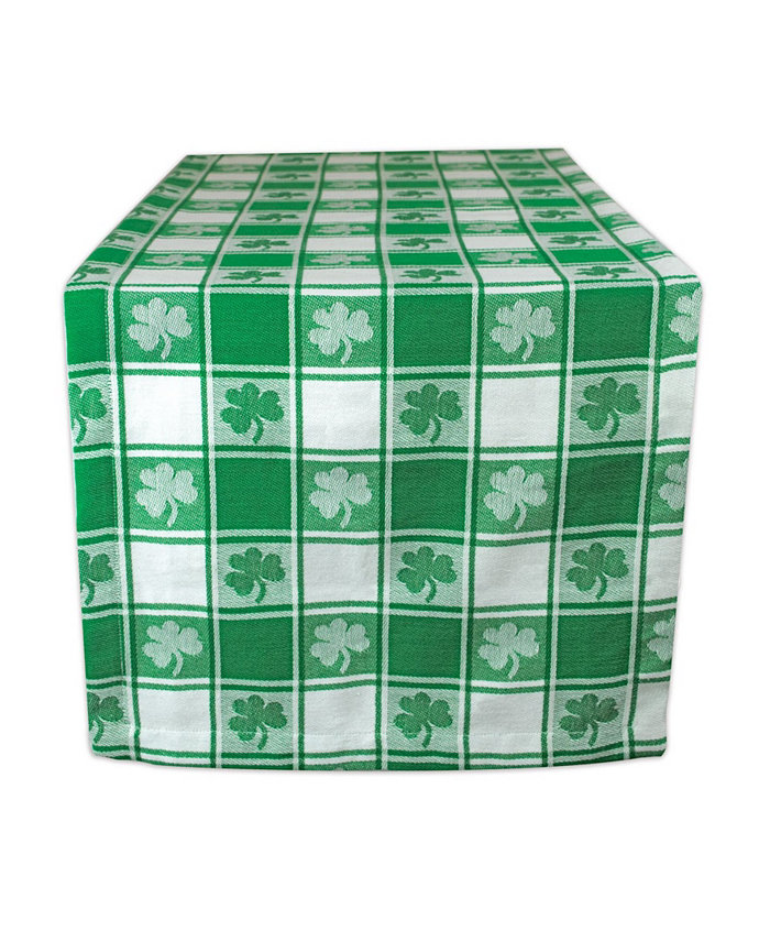 Design Imports Shamrock Woven Check Table Runner