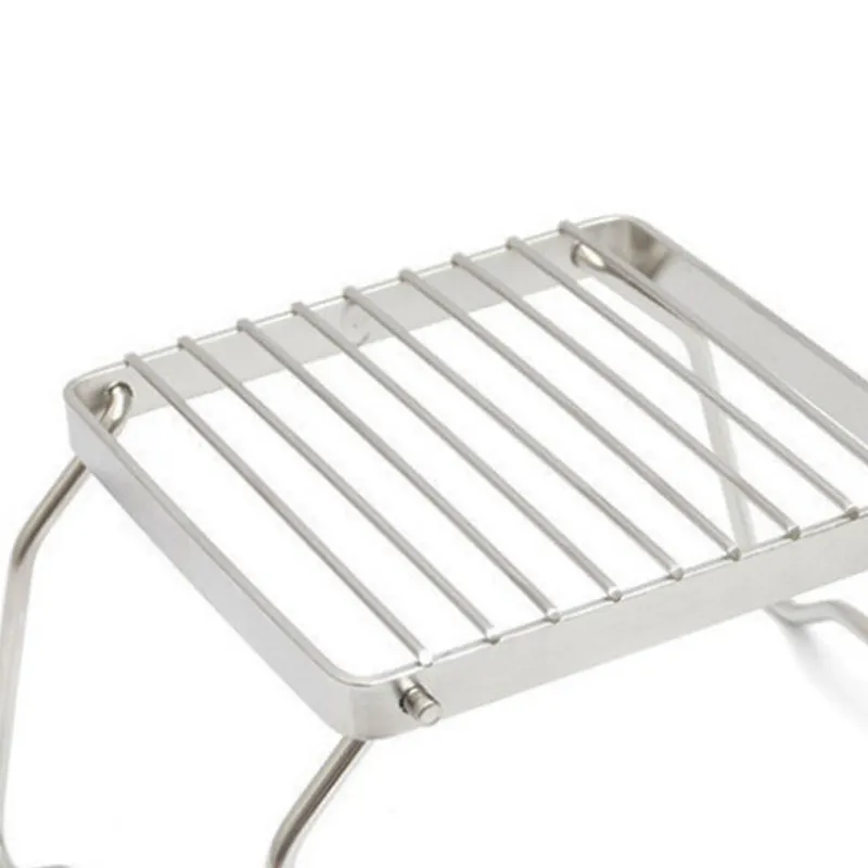 Folding Outdoor Portable Mini Stainless Steel Burner Bracket Barbecue Set Pot Bracket Baking Pan Bracket Grilling Net