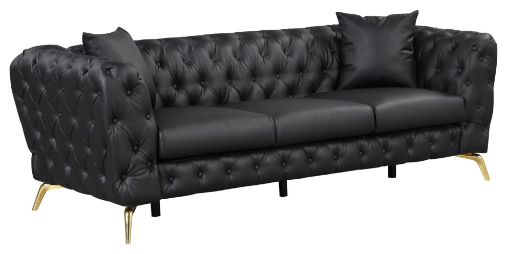 Contemporary 3 Seater Sofa  Metal Legs  ampElegant Button Tufting   Contemporary   Sofas   by Decor Love  Houzz