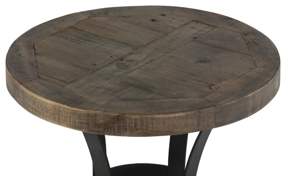 Cortesi Home Newcastle End Table  Solid Reclaimed Wood and Black Metal   Industrial   Side Tables And End Tables   by CozyStreet  Houzz