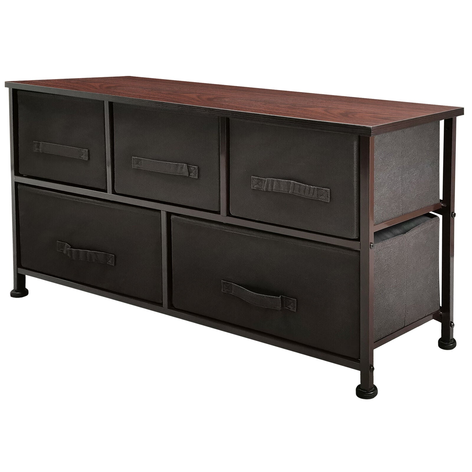 ZENSTYLE Wide Dresser Storage Tower 5 Drawers Metal Frame, Brown 39 x 12 x 22"