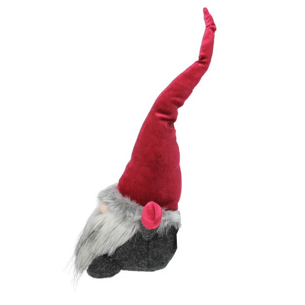 Plush Red And Gray Velvet Santa Gnome Christmas Table Top Decoration