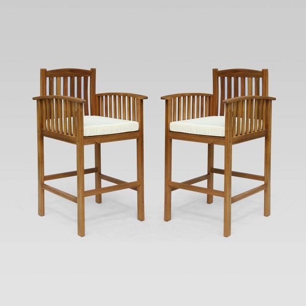 Casa 2pk Acacia Barstools Natural cream Christopher Knight Home