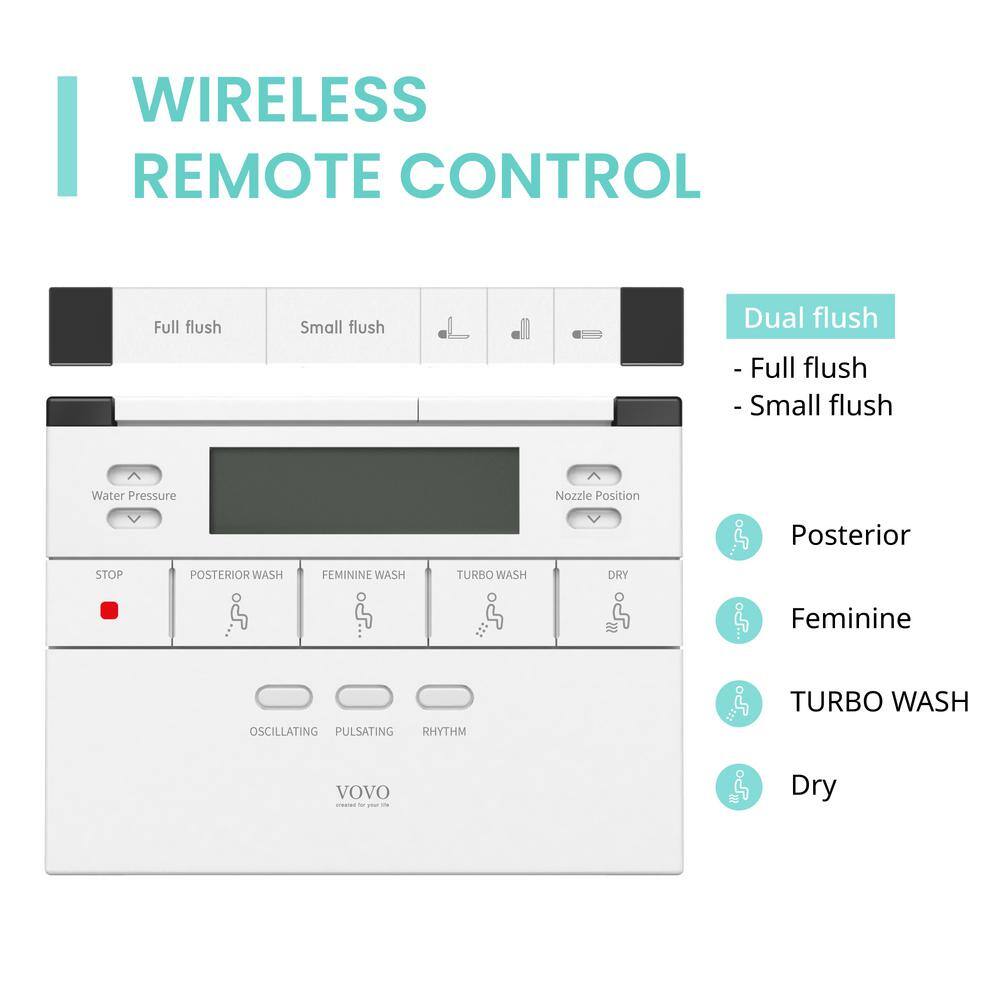 VOVO Stylement Tankless Smart One Piece Bidet Toilet Square in White Auto Open Auto Flush Heated Seat PB-707S