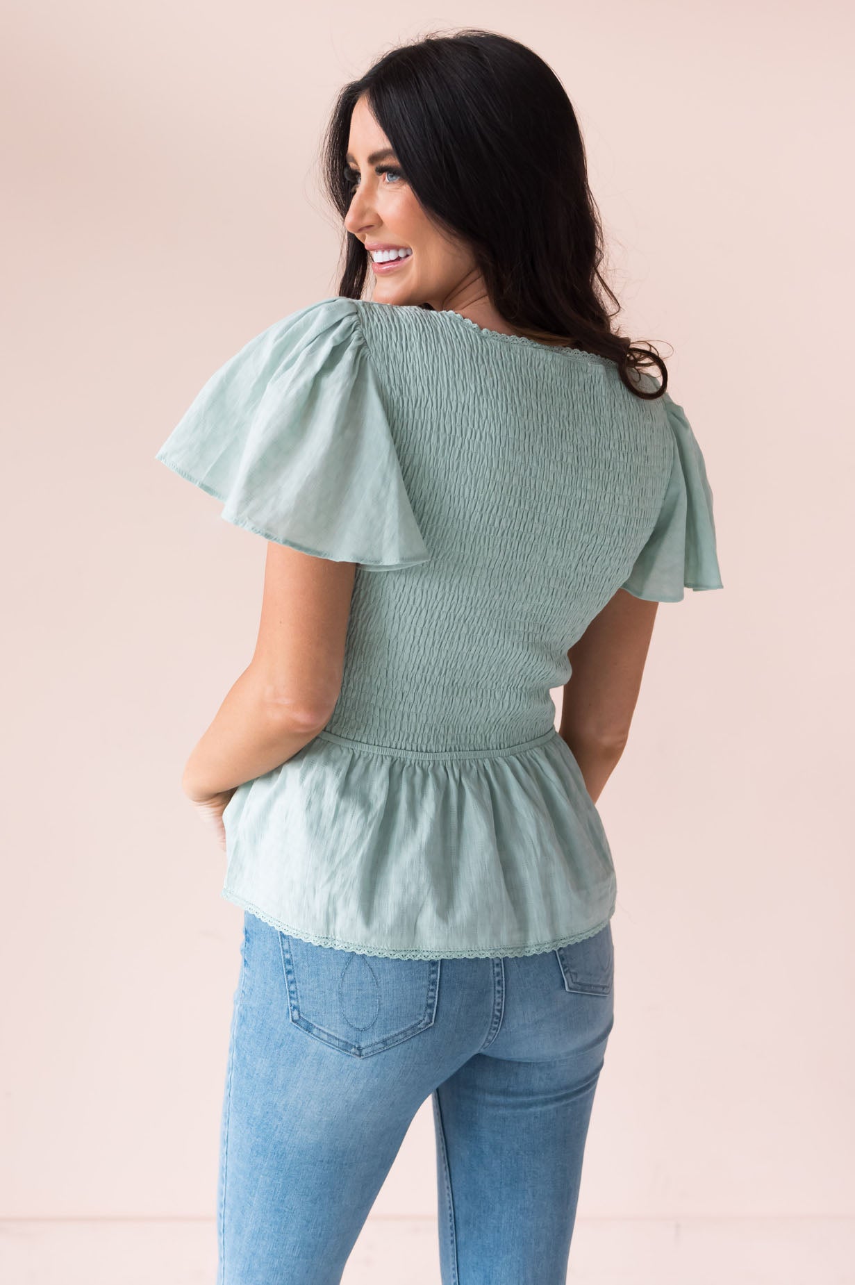 Joy Found Me Modest Peplum Blouse