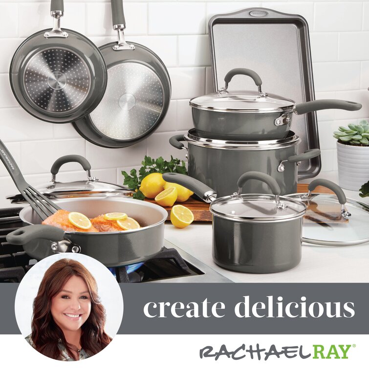 Rachael Ray Create Delicious Aluminum Nonstick Cookware Set, 13-Piece