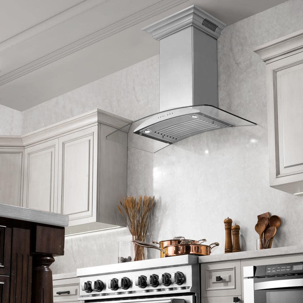 ZLINE Kitchen and Bath ZLINE 30in Ducted Vent Wall Mount Range Hood in Stainless Steel w Builtin CrownSound Bluetooth Speakers