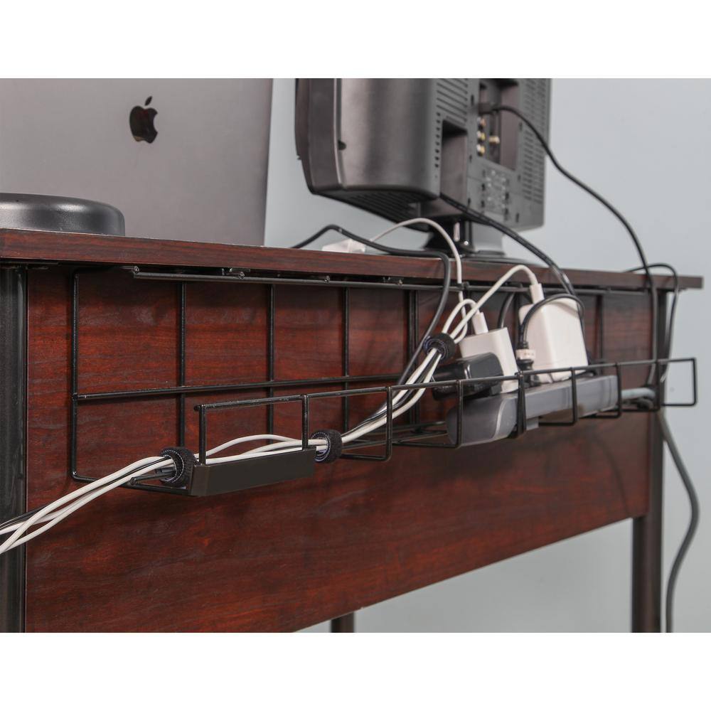 32 in. Wire Tray Desk Cable Organizer Black NNGSR83