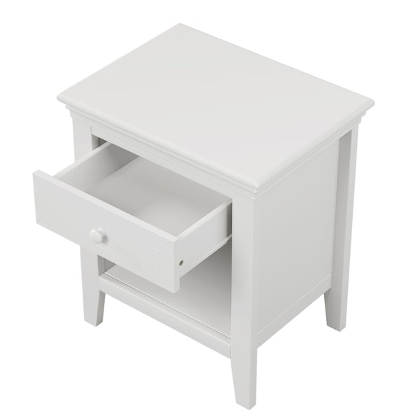 Traditional Concise Style White Wood One-Drawer Nightstand