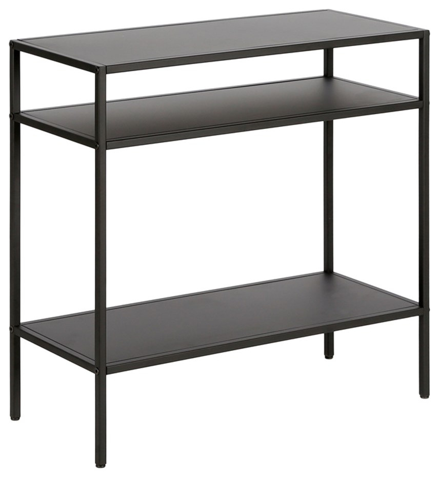 Maklaine Modern Black/Bronze Side Table with Metal Shelves   Industrial   Side Tables And End Tables   by Homesquare  Houzz