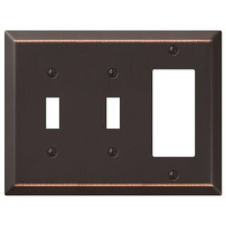 AMERELLE Metallic 3 Gang 2-Toggle and 1-Rocker Steel Wall Plate - Aged Bronze 163TTRDB