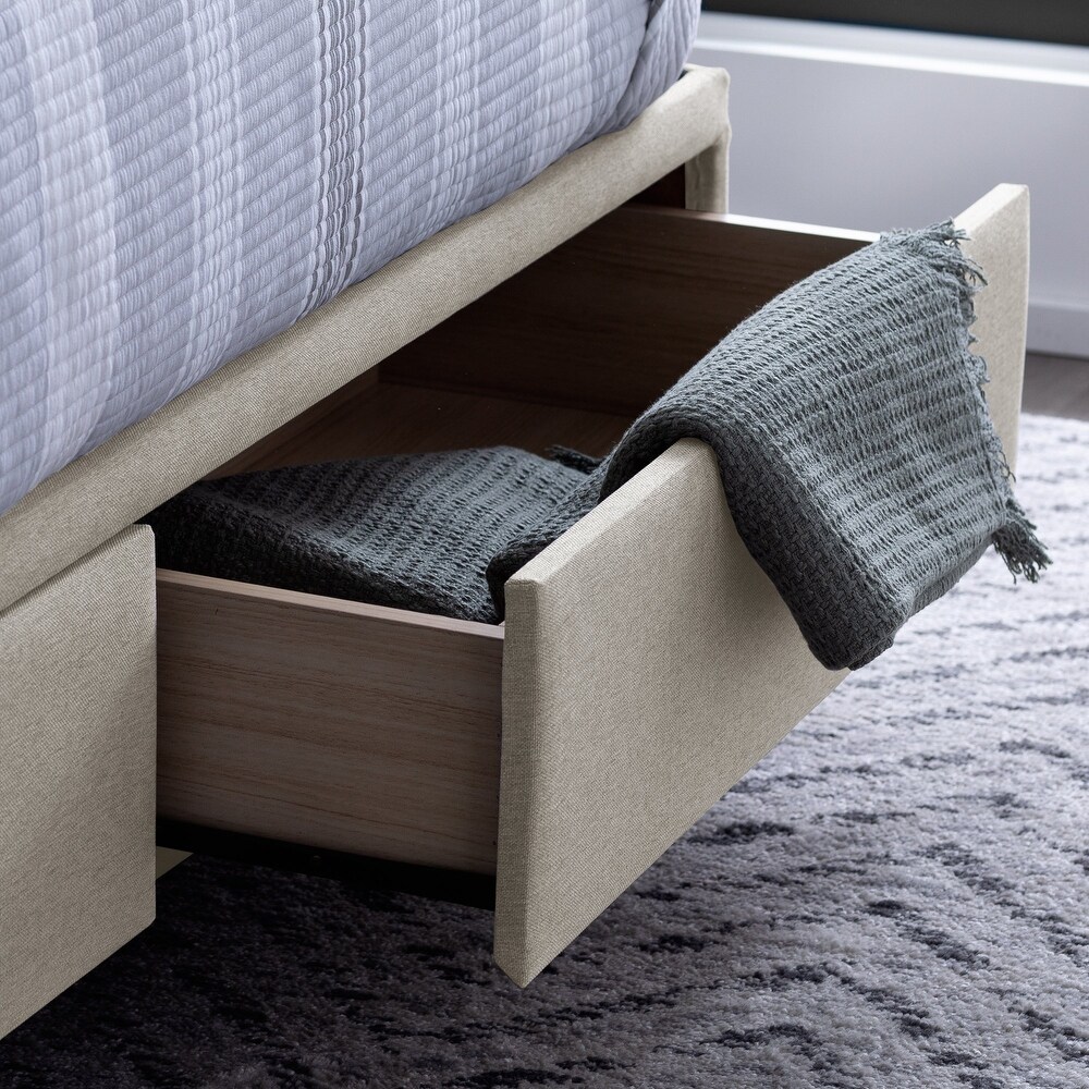 Brookside Upholstered Bed with Horizontal Channel Tufted Headboard and Storage Drawers