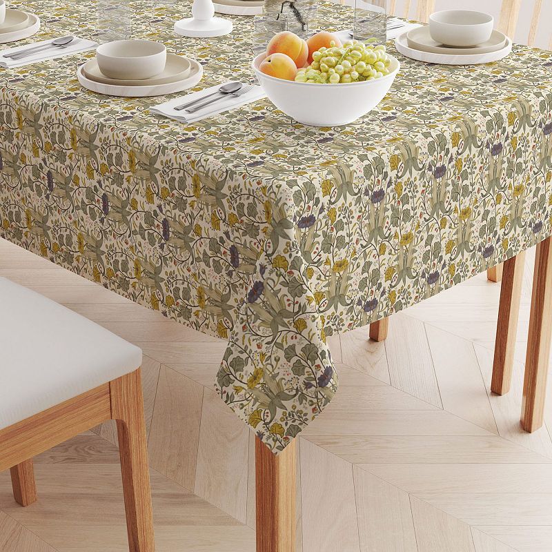 Square Tablecloth， 100% Cotton， 52x52， Floral 129