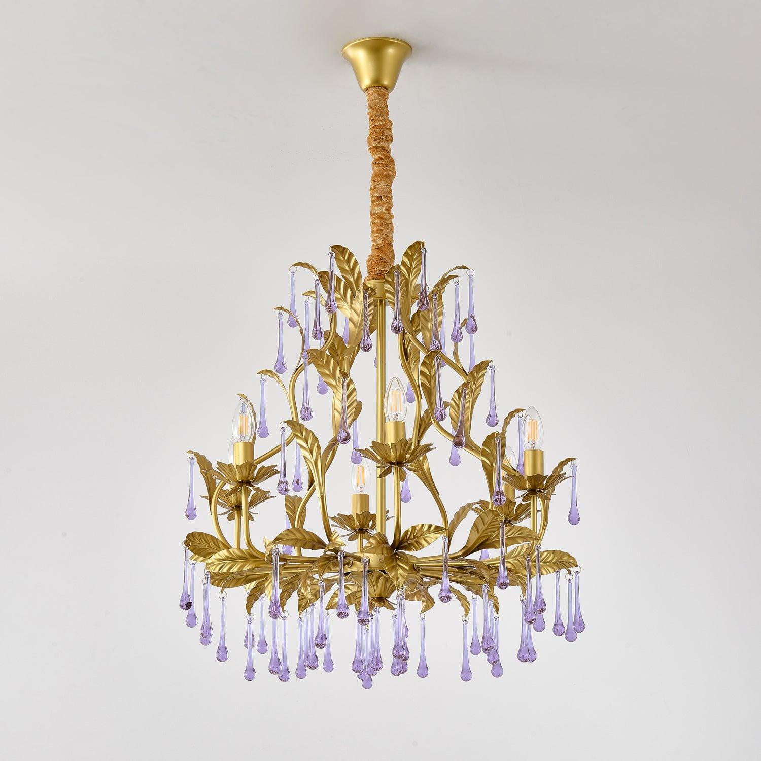 Amethyst Drops Glass Chandelier