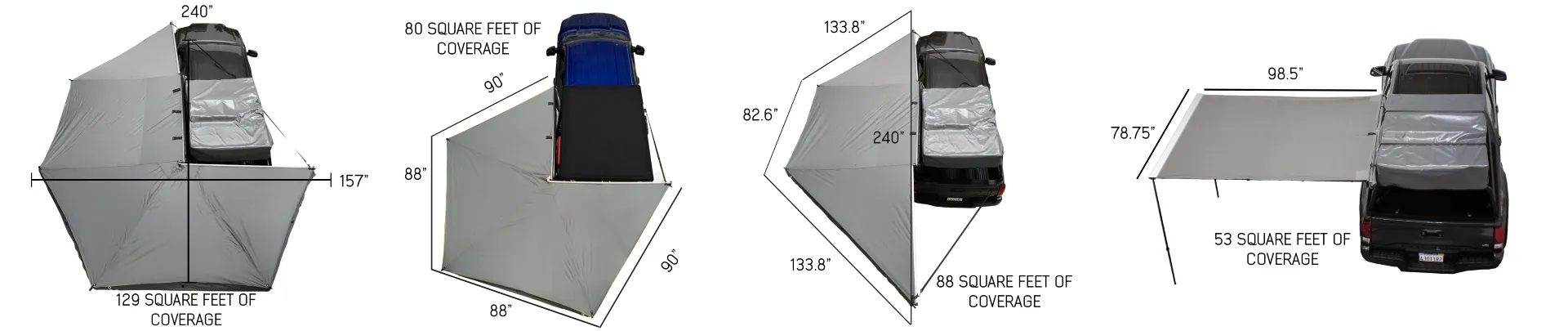 Awning 270 Dark Gray Cover With Black Transit Cover & Brackets for Passengar Side