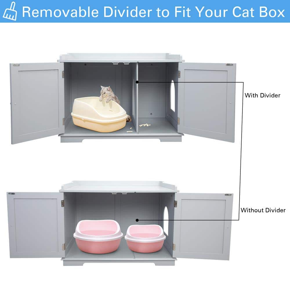 COZIWOW Cat Washroom Storage Bench Litter Box Enclosure with Table CW12X0484