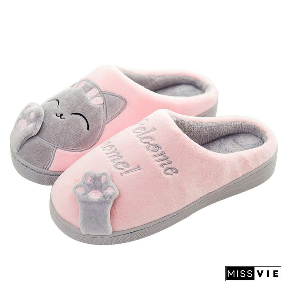 Cat Letters Antlers Plush Slippers