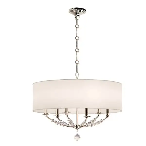 Mirage 6 Light Nickel Drum Shade Chandelier - 30'' W x 23'' H