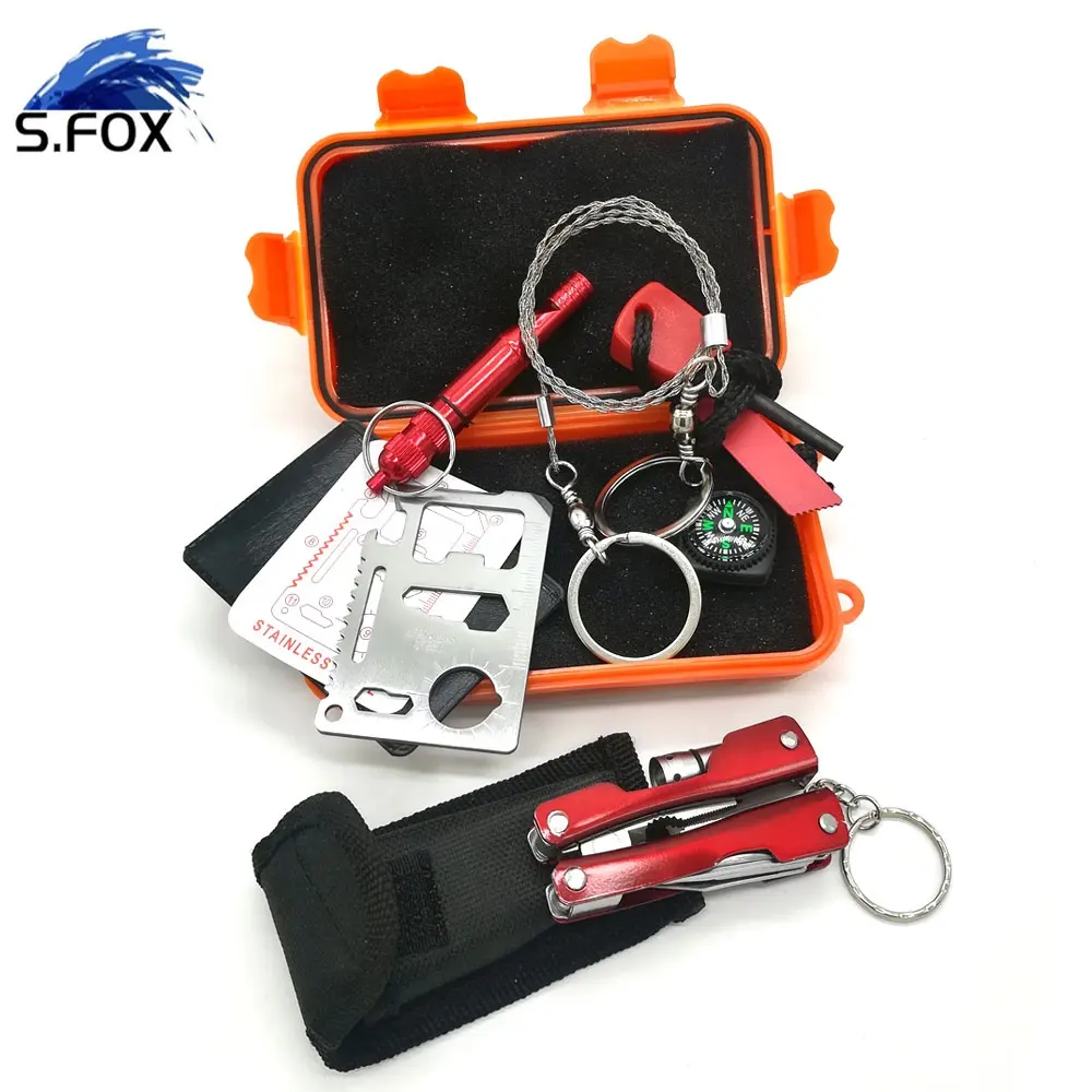 Waterproof Box  SOS Gear Kit 9 in 1 Survival Kit for Camping Hiking Travelling Climbing Adventures