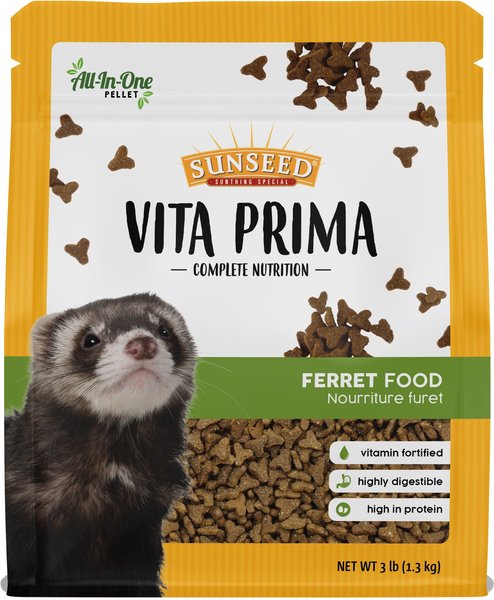 Sunseed Vita Vitamin-Fortified With Essential Nutrients Prima Dry Ferret Food， 3-lb bag