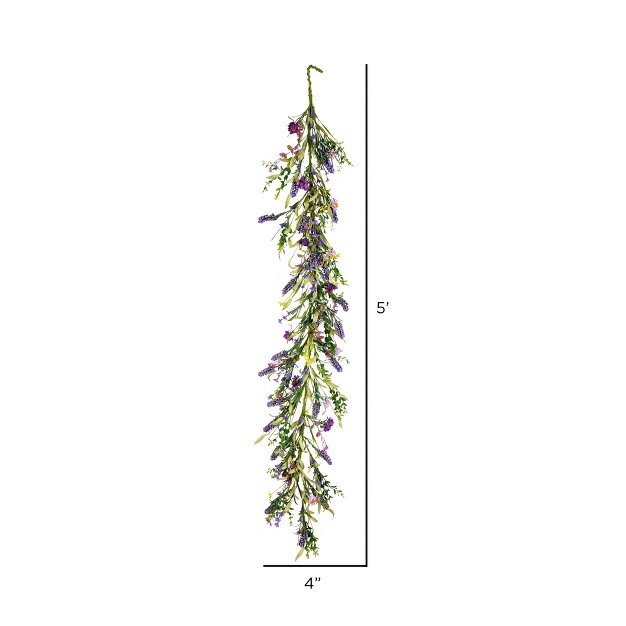 Vickerman 5 x27 Artificial Purple Lilac Wild Flower Garland