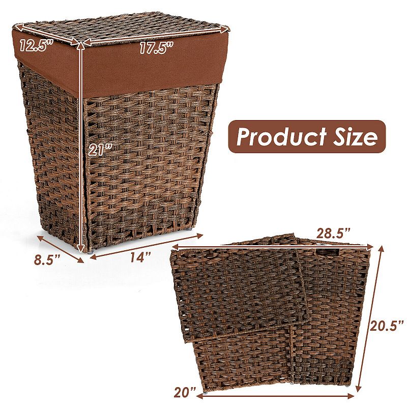 Foldable Handwoven Laundry Hamper with Removable Liner