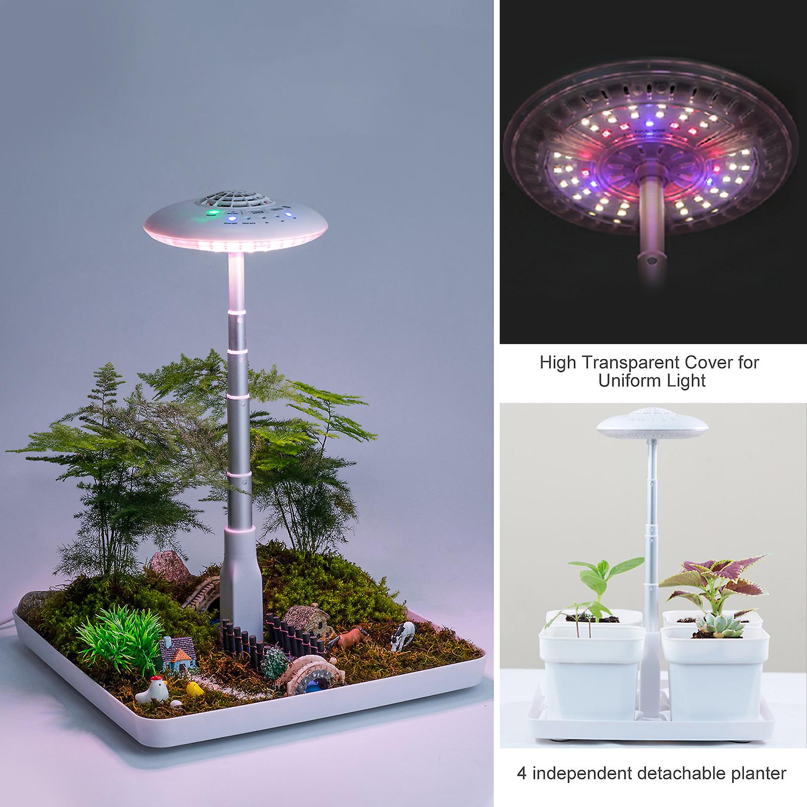 Dc 12v 2a Hydroponics Growing System Plant Growth Light Growing Lamp Decorative Planter Pot Full Spectrum Mode/ Planting Mode/ Desk Light Mode Adjusta