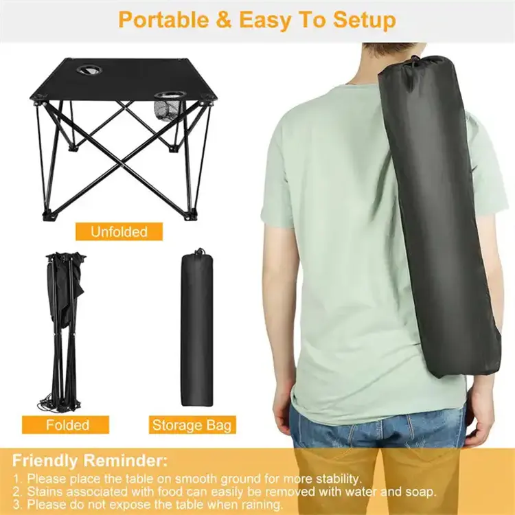 Portable Backyard BBQ Patio Fishing Outdoor Tables Travel Carry Bag Modern Foldable Picnic Camping Table