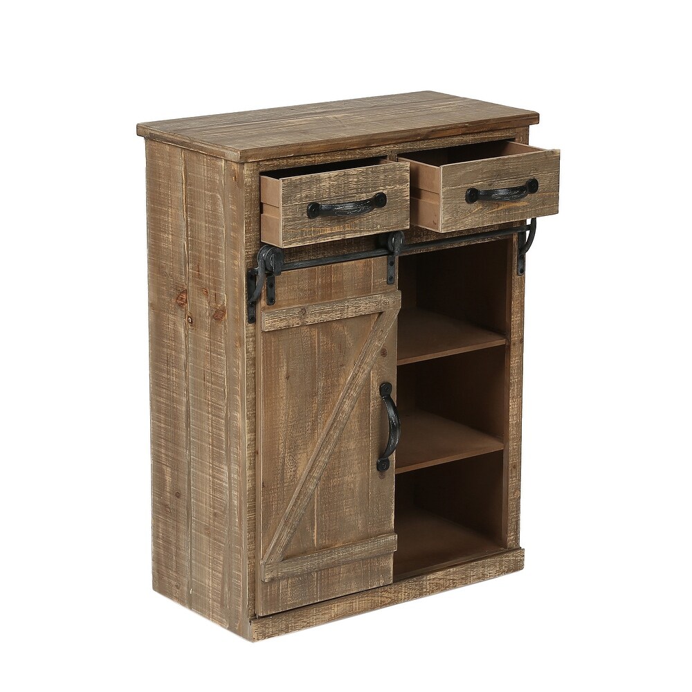 Brown Rustic Sliding Barn Door Storage Cabinet   31.8\