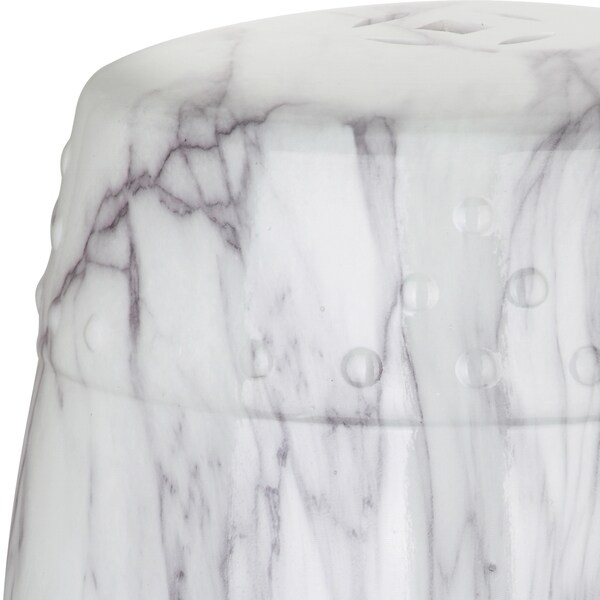 SAFAVIEH Jade Swirl White Ceramic Decorative Garden Stool