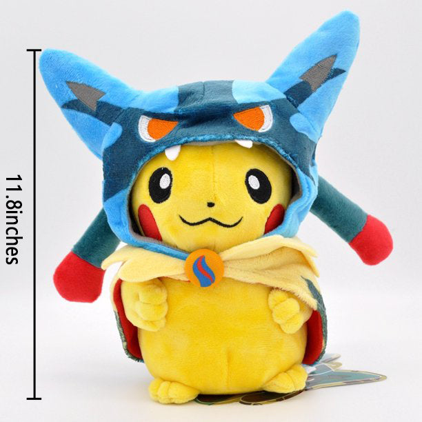 BunnyPony Pokemon Pikachu With Lucario Hat Plush Soft Toy Stuffed Animal Doll Children's Birthday Gifts(8.6inch)