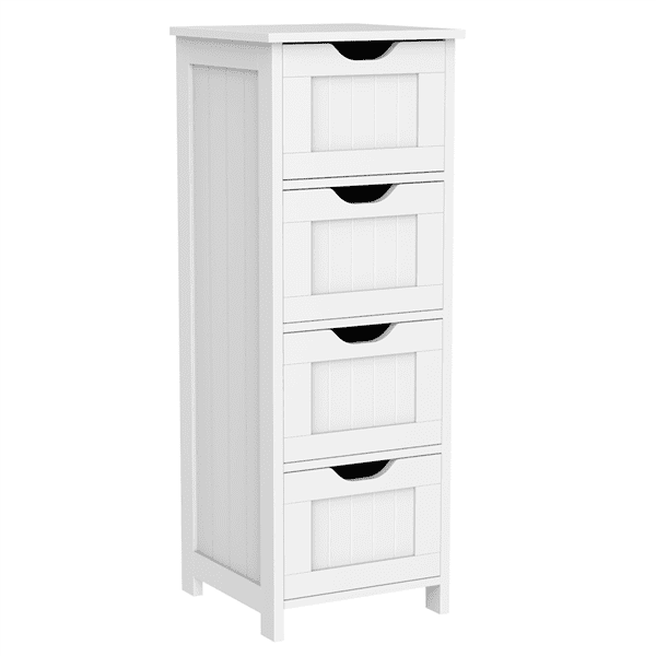 Topeakmart 4 Drawers Free Standing Floor Bathroom Cabinet White