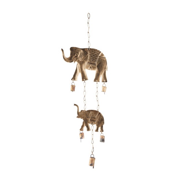 X 10 quot Eclectic Metal Elephant Windchime Brass Olivia amp May