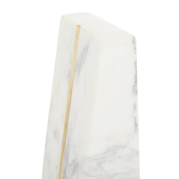 Set Of 2 Marble Geometric Bookends With Gold Inlay White Cosmoliving By Cosmopolitan