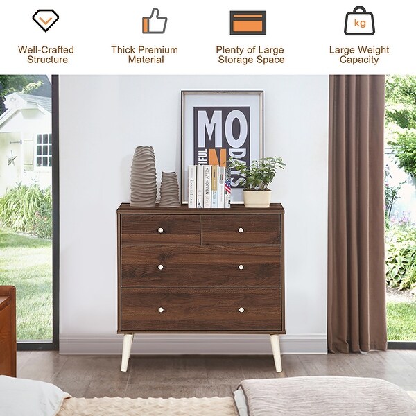 4 Drawer Dresser Free Standing Chest Wooden Storage Cabinet Organizer - - 36142259