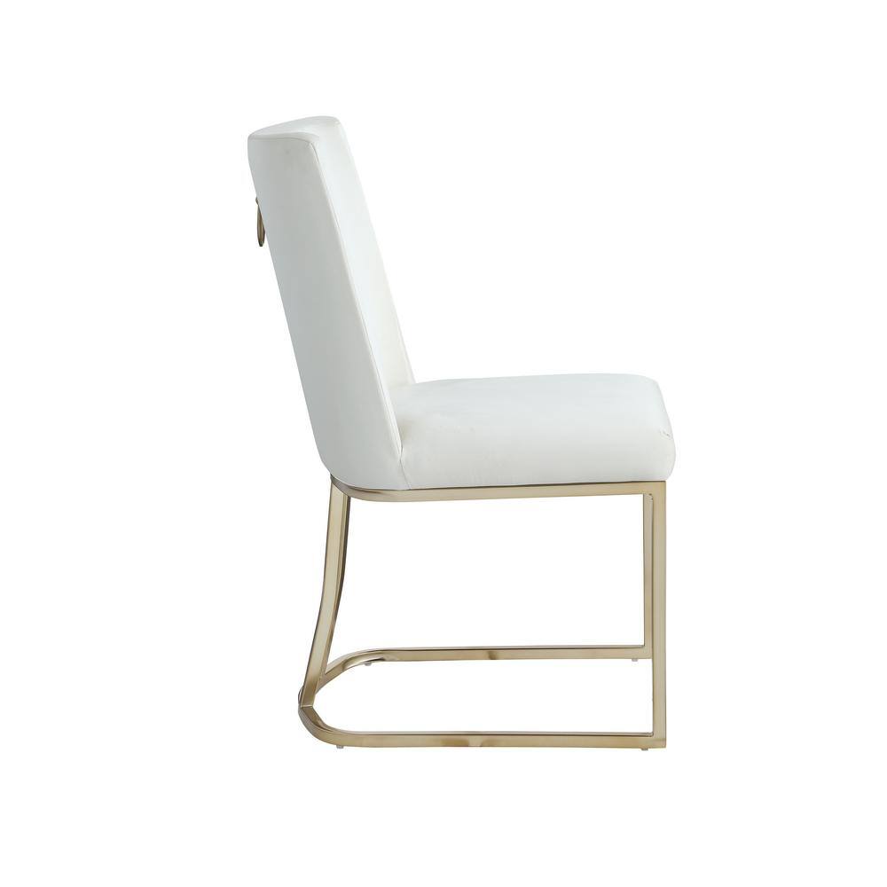 Modern White Velvet Upolstered Dining Chairs with Gold Metal Legs (Set of 2) ZY-W156769767