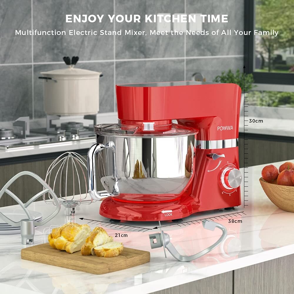 7.5 QT Electric Mixer  6+P Speed 660W Household Tilt Head Kitchen Food Mixers with Whisk for Baking  Cake  Cookie  Kneading