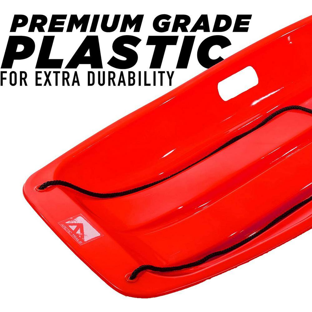 Ejoy 35 in. x 18 in. x 4 in. Downhill Winter Toboggan Snow Sled with Rope (Red 3-Piece) SnowSled35x18x4_Red_3pc