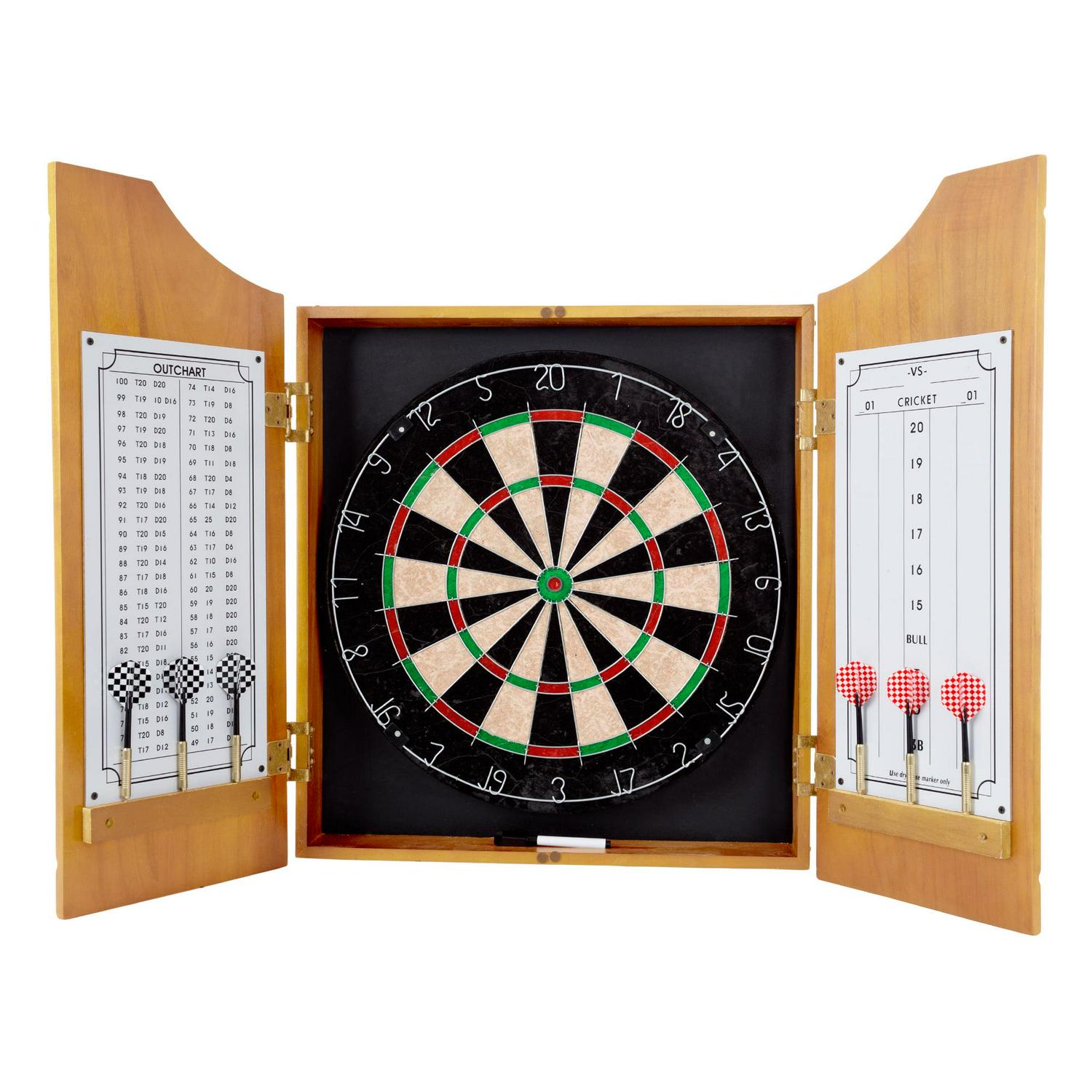 Trademark Global Games Professional Style Solid Wood Dartboard Cabinets Set with Board and Darts