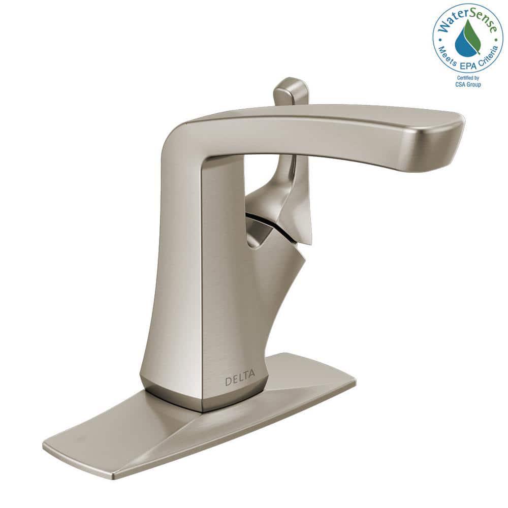 Delta Vesna 4 in Centerset SingleHandle Bathroom Faucet in SpotShield Brushed Nickel