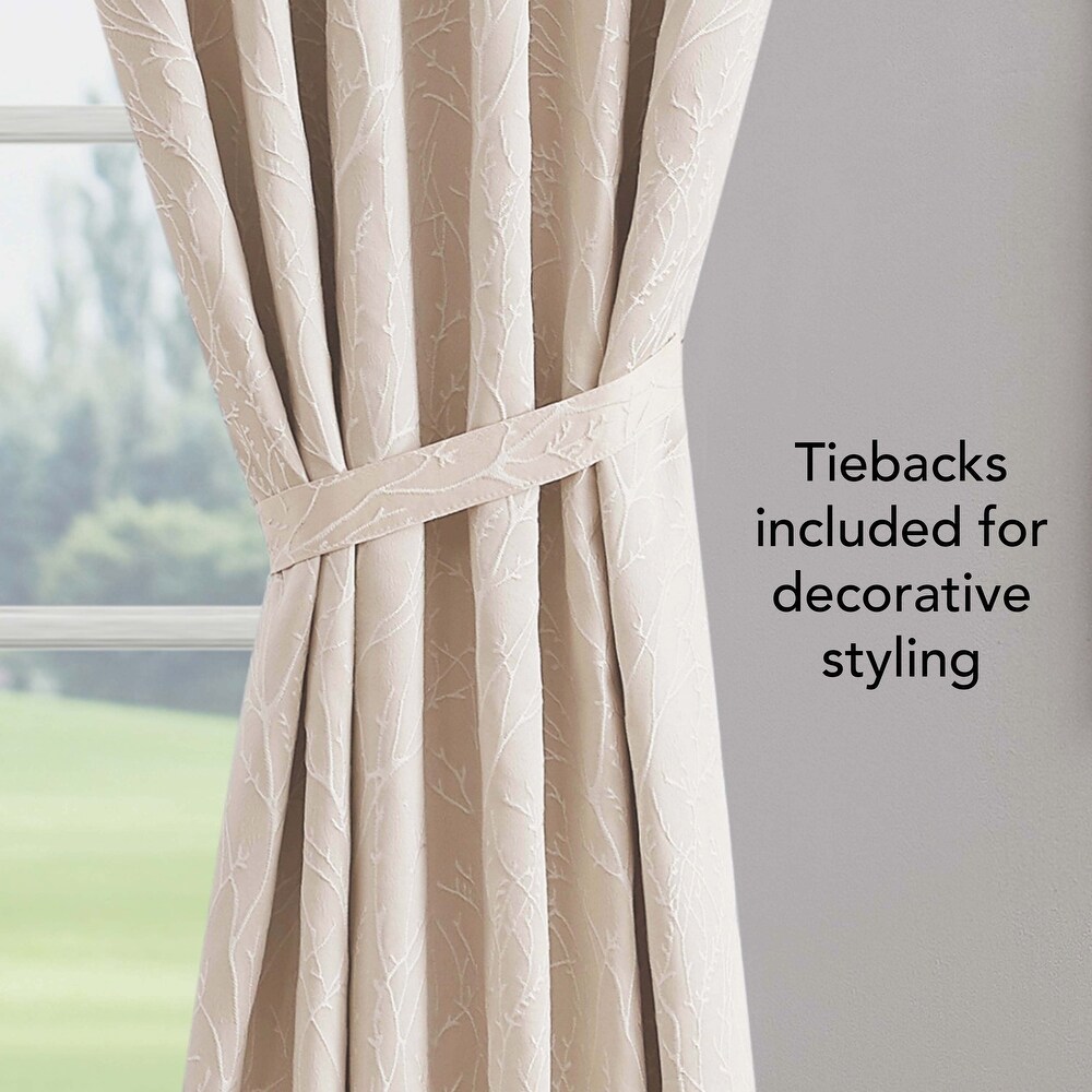 Creative Home Ideas Collins Blackout Window Curtain  Room Darkening  Thermal Insulated  Branch  Back Tab  2 Panels  2 Tiebacks