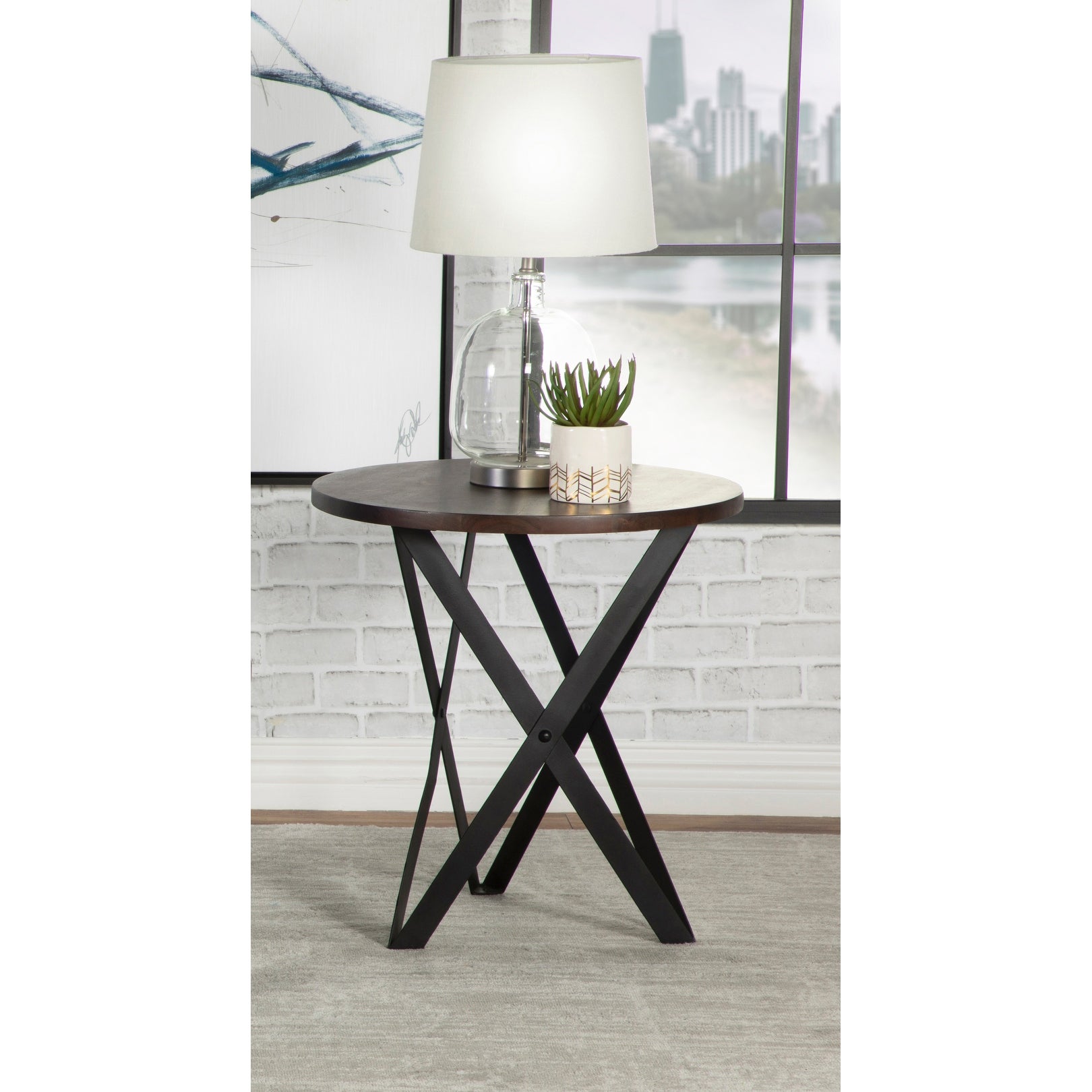 Coaster Furniture Zack Smokey Grey and Black Round End Table