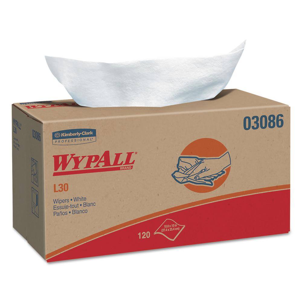 WYPALL L30 Towels POP-UP Box 10 in. x 9-45 in. White 120Box 10 BoxesCarton KCC03086